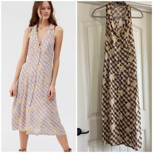 Urban Outfitters Tan and Yellow Halter Sundress sz M